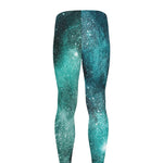 Teal Stardust Galaxy Space Print Men's leggings