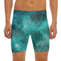 Teal Stardust Galaxy Space Print Men's Long Boxer Briefs