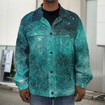 Teal Stardust Galaxy Space Print Men's Shirt Jacket