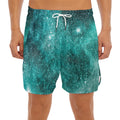 Teal Stardust Galaxy Space Print Men's Split Running Shorts