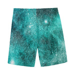 Teal Stardust Galaxy Space Print Men's Sports Shorts