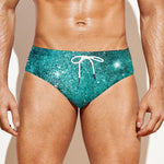 Teal Stardust Galaxy Space Print Men's Swim Briefs