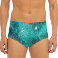 Teal Stardust Galaxy Space Print Men's Triangle Swim Briefs