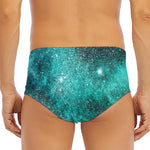 Teal Stardust Galaxy Space Print Men's Triangle Swim Briefs
