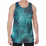 Teal Stardust Galaxy Space Print Men's Velvet Tank Top