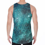 Teal Stardust Galaxy Space Print Men's Velvet Tank Top