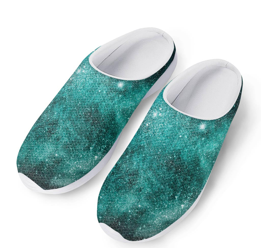 Teal Stardust Galaxy Space Print Mesh Casual Shoes