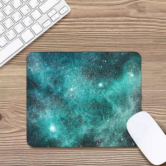 Teal Stardust Galaxy Space Print Mouse Pad