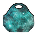 Teal Stardust Galaxy Space Print Neoprene Lunch Bag