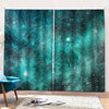 Teal Stardust Galaxy Space Print Pencil Pleat Curtains