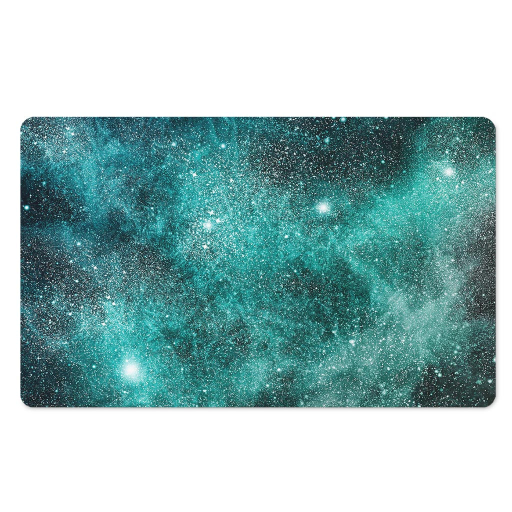 Teal Stardust Galaxy Space Print Polyester Doormat
