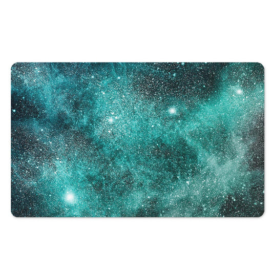 Teal Stardust Galaxy Space Print Polyester Doormat