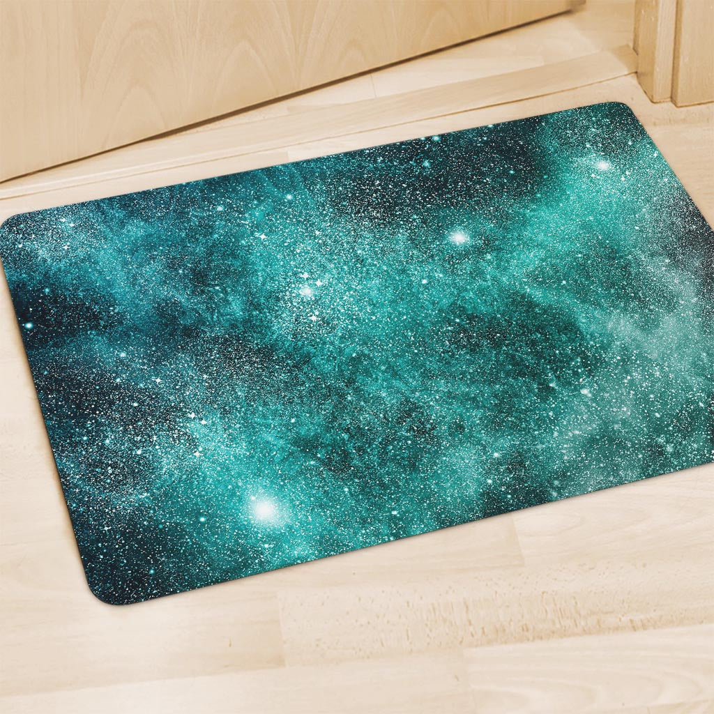 Teal Stardust Galaxy Space Print Polyester Doormat