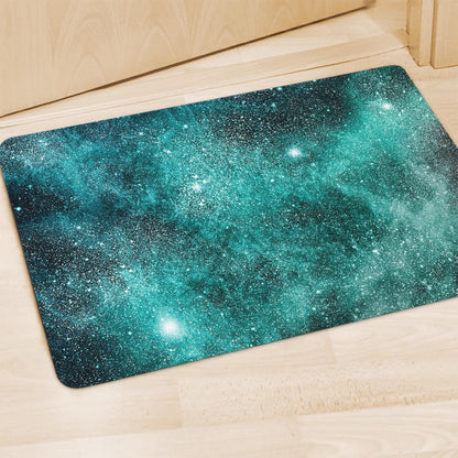 Teal Stardust Galaxy Space Print Polyester Doormat