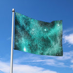 Teal Stardust Galaxy Space Print Polyester Flag