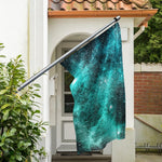 Teal Stardust Galaxy Space Print Polyester Flag