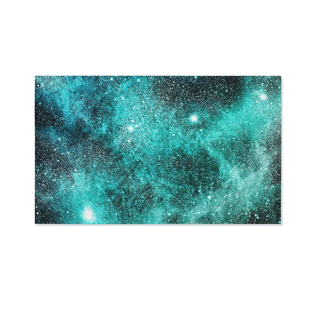 Teal Stardust Galaxy Space Print Polyester Flag