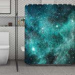 Teal Stardust Galaxy Space Print Polyester Shower Curtain