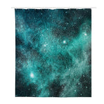 Teal Stardust Galaxy Space Print Polyester Shower Curtain