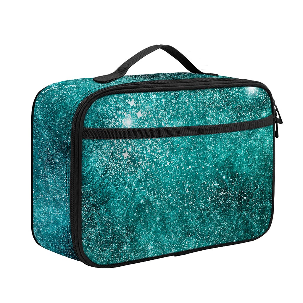 Teal Stardust Galaxy Space Print Portable Lunch Bag