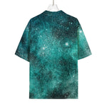 Teal Stardust Galaxy Space Print Rayon Hawaiian Shirt