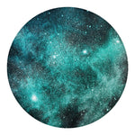 Teal Stardust Galaxy Space Print Round Blanket