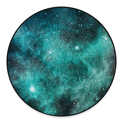 Teal Stardust Galaxy Space Print Round Floor Mat