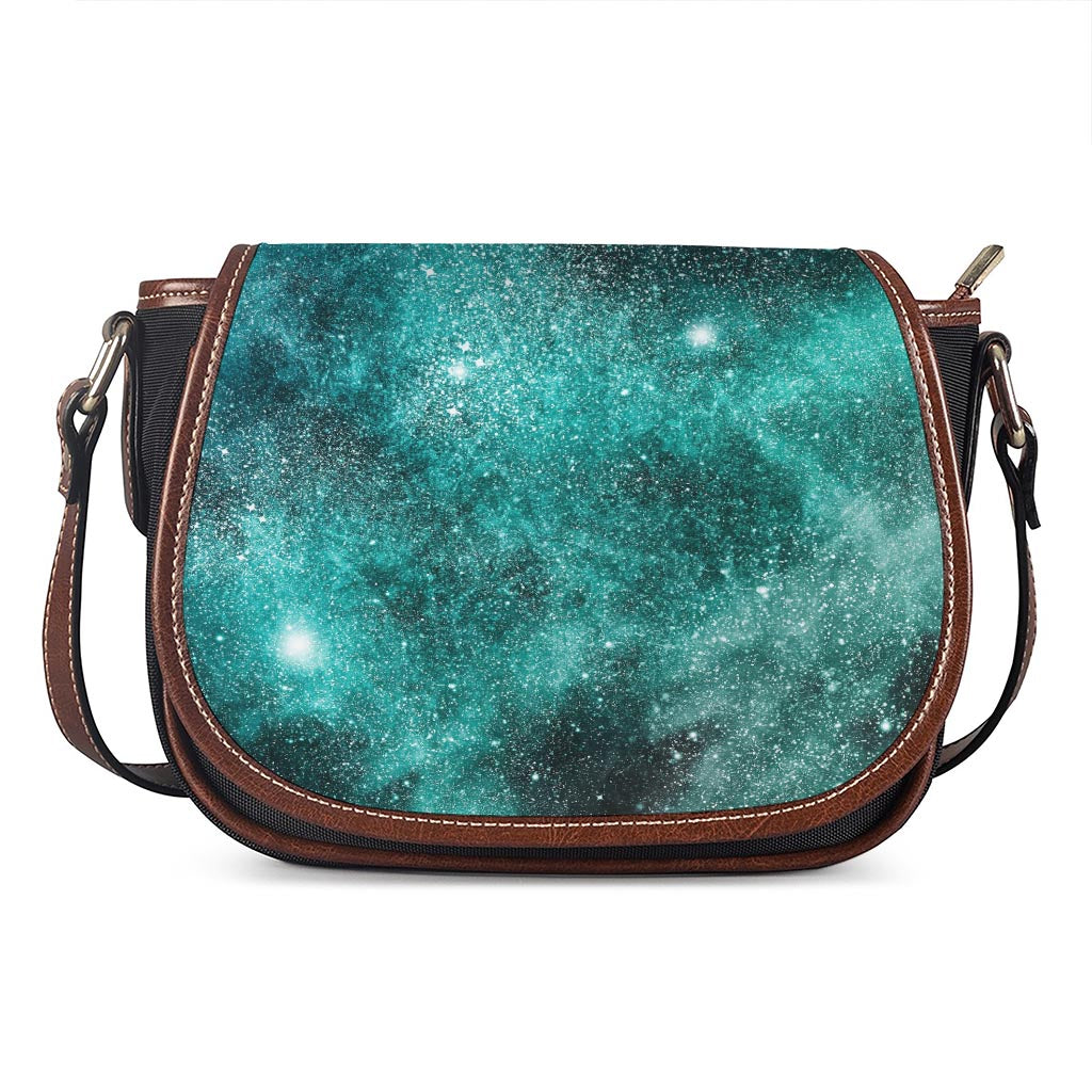 Teal Stardust Galaxy Space Print Saddle Bag