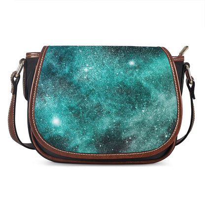 Teal Stardust Galaxy Space Print Saddle Bag
