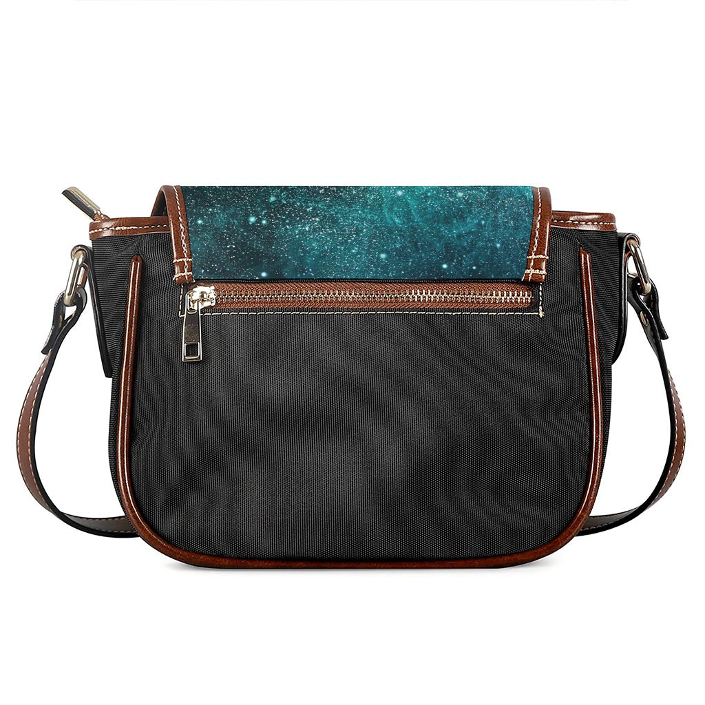 Teal Stardust Galaxy Space Print Saddle Bag