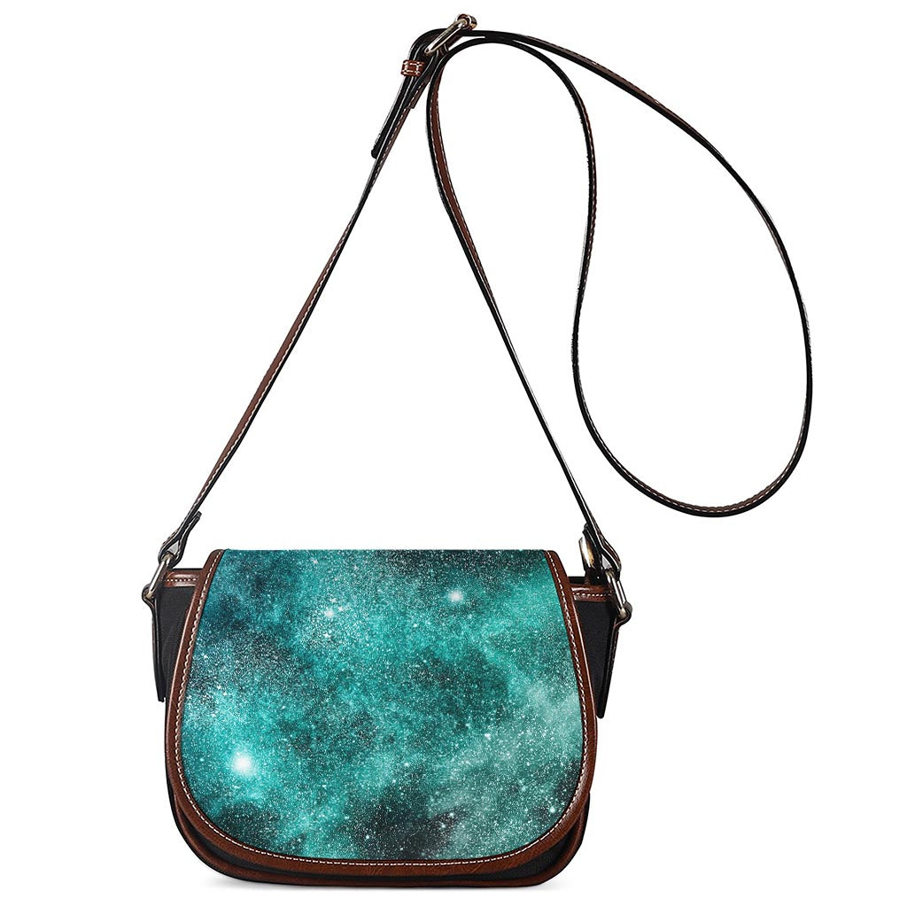 Teal Stardust Galaxy Space Print Saddle Bag