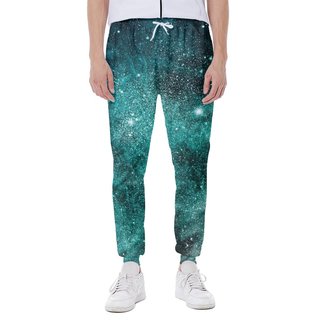 Teal Stardust Galaxy Space Print Scuba Joggers