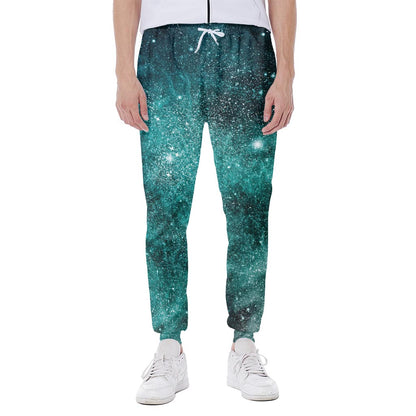 Teal Stardust Galaxy Space Print Scuba Joggers