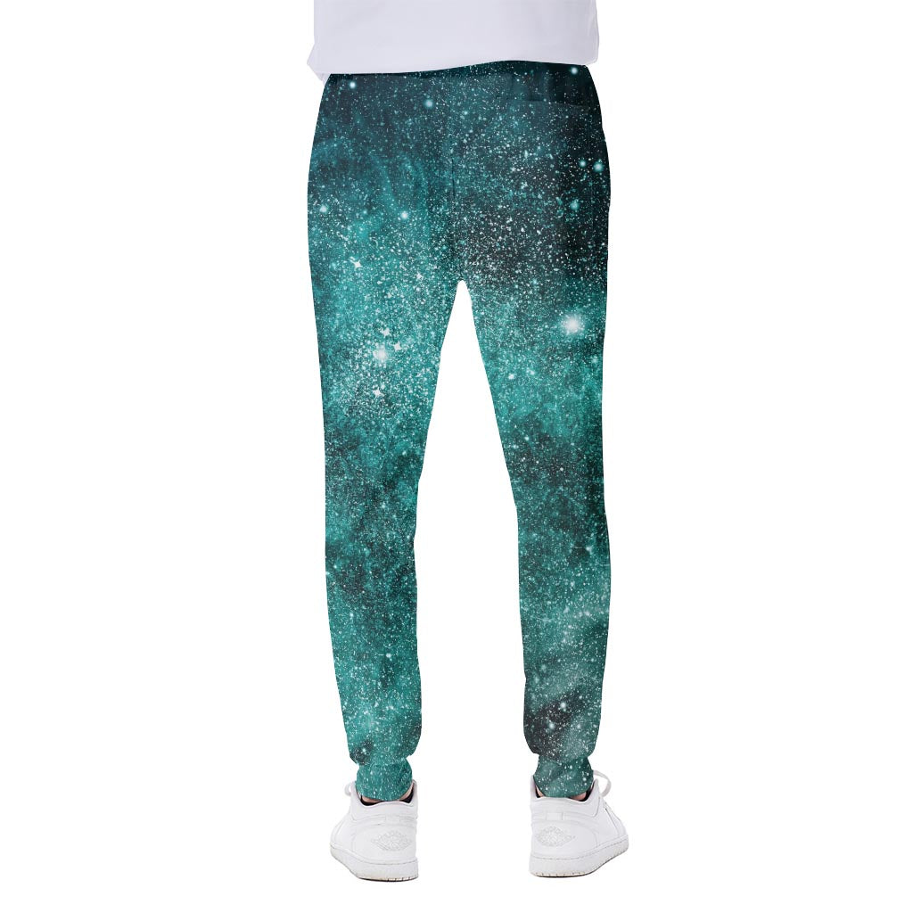Teal Stardust Galaxy Space Print Scuba Joggers