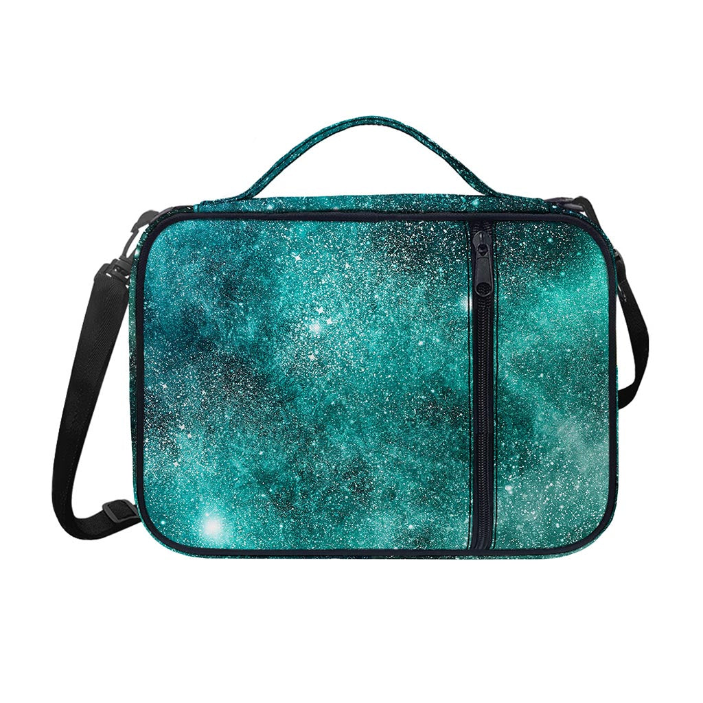 Teal Stardust Galaxy Space Print Shoulder Strap Bible Bag