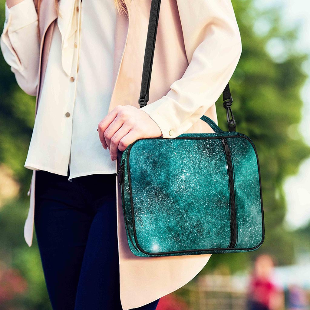 Teal Stardust Galaxy Space Print Shoulder Strap Bible Bag