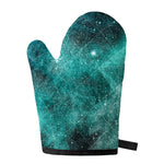Teal Stardust Galaxy Space Print Single Oven Mitt