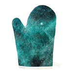 Teal Stardust Galaxy Space Print Single Oven Mitt