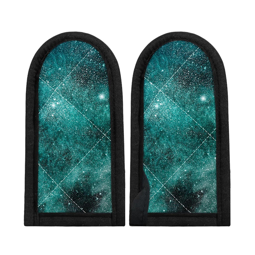 Teal Stardust Galaxy Space Print Skillet Handle Cover