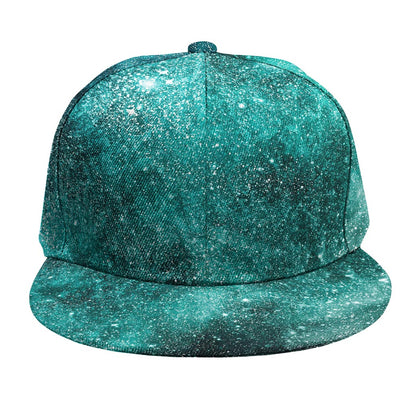 Teal Stardust Galaxy Space Print Snapback Cap