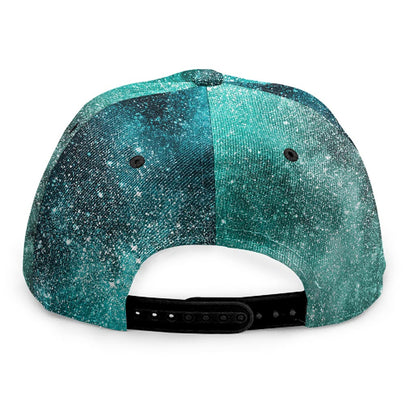 Teal Stardust Galaxy Space Print Snapback Cap