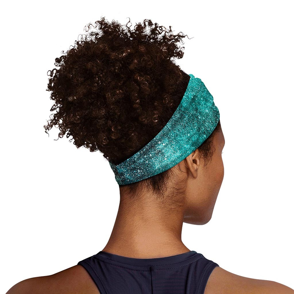 Teal Stardust Galaxy Space Print Sports Headband