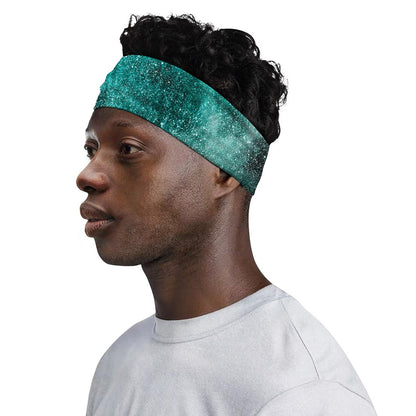 Teal Stardust Galaxy Space Print Sports Headband