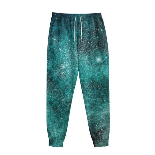 Teal Stardust Galaxy Space Print Sweatpants