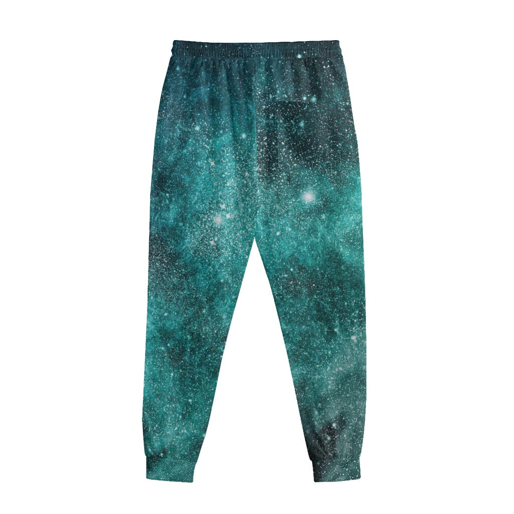 Teal Stardust Galaxy Space Print Sweatpants