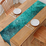 Teal Stardust Galaxy Space Print Table Runner