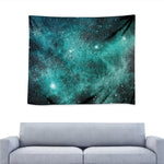 Teal Stardust Galaxy Space Print Tapestry