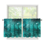 Teal Stardust Galaxy Space Print Tier Curtains