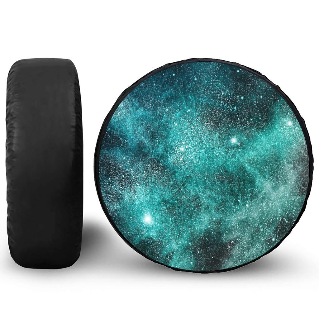Teal Stardust Galaxy Space Print Tire Cover