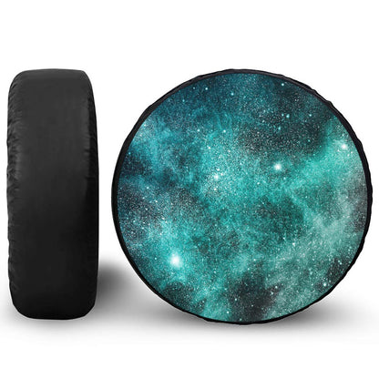 Teal Stardust Galaxy Space Print Tire Cover